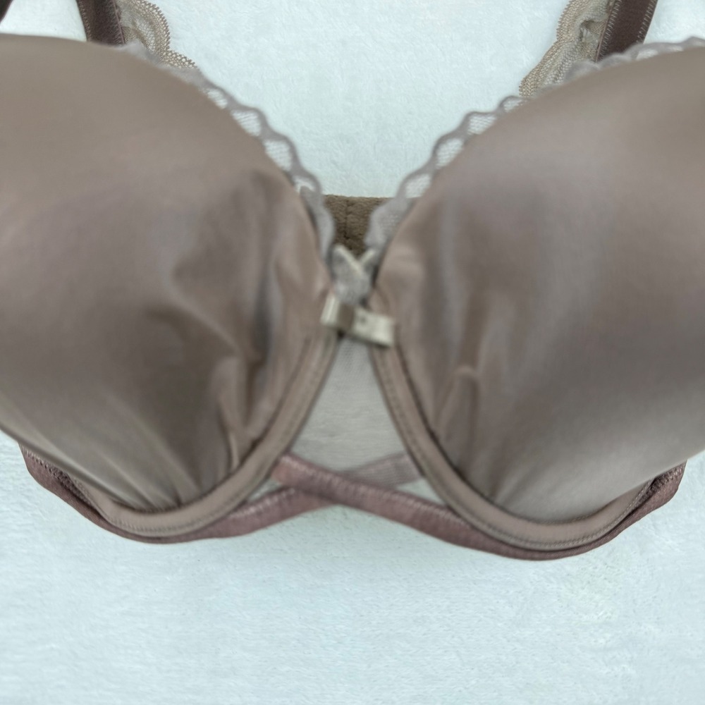 Paramour Women Brown Lace Trim Underwire Bra 34H 225073 New With Tags - Picture 2 of 9